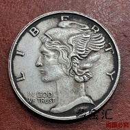 7/9-Antique Silver Foreign 1935 American Flying Man 10 US Dollars Silver Coin Foreign Coins Can Blow