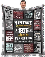 1975 Birthday Blanket ; - 50th Birthday Gifts for Men, Him - 50 Year Old Gifts for Men - Mens 50th B