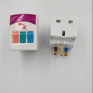 3 Way Adaptor With  Invidual Switch Neon 3Way Adapter Sirim Approved Office Computer Switch Adaptor 