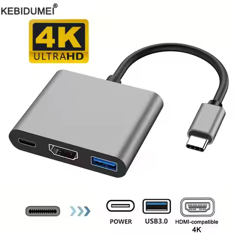 3 in 1 Usb Hub USB C to HDMI Splitter HUB Type-c to HDMI-compatible USB3.0 Docking Station For MacBo