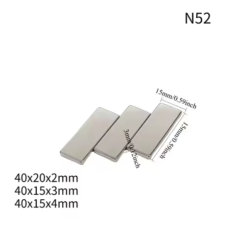 N52 40x20x2 40x15x3 40X15X4 Block Neodymium 40*20*2 Standard Magnet Strong Ebike electric motor Perm