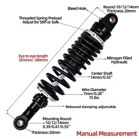 1Piece 365mm 380mm 390mm 385mm 405mm 400mm rear shocks for Yamaha GT150/Longjia XDV 250 /Honda NS150