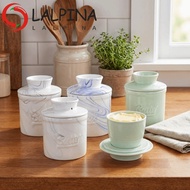 LALPINA Round Butter Box, Sealed Keep Fresh Butter Bell Crock, Simple Large Capacity with Lid Cerami