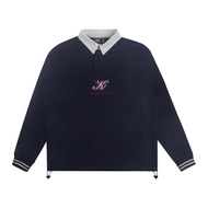 Kith เสื้อโปโลแขนยาวผู้ชาย ฤดูใบไม้ร่วง American Retro College Style เสื้อสเว็ตเชิ้ต ตัวอักษรปัก ปกเ