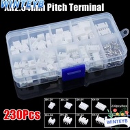 WINTEYB 230Pcs Pin Connector, 2p 3p 4p 5pin Housing Kit 2.54mm Pitch Terminal, XH2.54 4 Value Male A