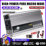 【Ready Stock】Power Converter 3000W/5000W/9000W Original Car Solar Inverter DC 12V to AC 220V Sine Wa