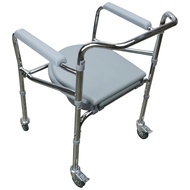 ♞,♘,♙Medicus 696 Heavy Duty Portable Foldable Commode Chair Toilet with Wheels Arinola with Chair