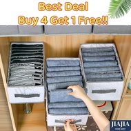 <Buy 4 Free 1> No-Flimsy Fabric Foldable 6/7/9 Grids Clothes Organizer Mesh Jeans Pant Storage Organ
