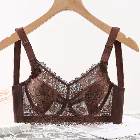 Women's Big Size Full Coverage Floral Embrodiery Ultra-thin Bra Lingerie 34 36 38 40 42 44 46 48 B C