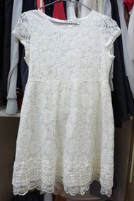 Noue Rue (NR) 白色蕾絲短袖洋裝