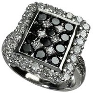 Size 13, 0.95ct black diamond, 1.08ct diamond, 8.0g, 18K white gold ring for women