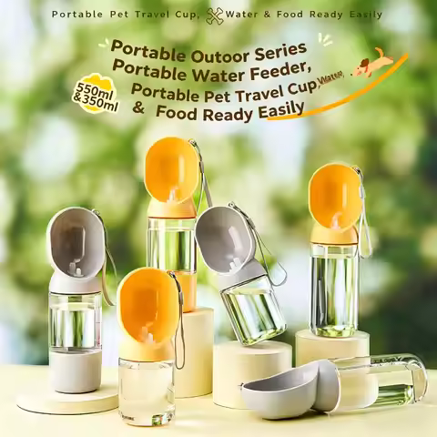 550ML Portable Pet Feeder Water Bowl 2-in-1 Leak-Proof with Strap 75g Capacity Outdoor Feeding Hydra