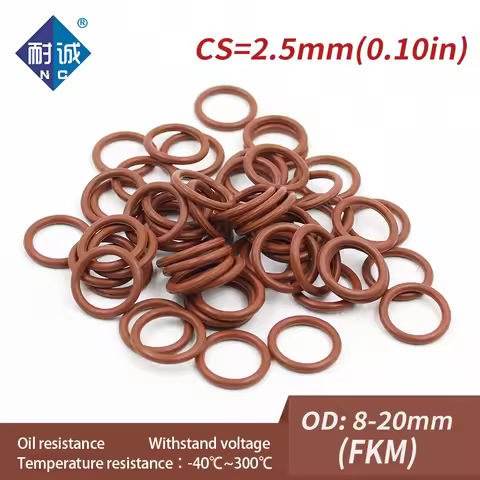 5PCS/Lot Fluorine Rubber Ring Brown FKM Oring Seal OD8/9/10/11/12/13/14/15/16/17/18/19/20*2.5mm O-Ri