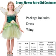 Child Springtime Garden Flower Tinker Bell Halloween Green Dress Up Book Week Outfit Girls Magical F