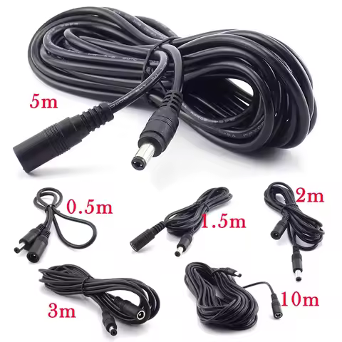 DC5521 Female to Male Plug CCTV DC Power Cable Extension Cord Adapter 12V Power Cords 5.5x2.1mm For