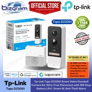 Tp-Link Tapo D230S1 Smart Video Doorbell Camera Kit, Wire-Free,180 Days Battery, Smart AI, Alarm, Two-Way Talk, IP64, 1Y