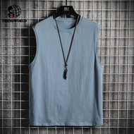 Summer Men's Solid Color Sleeveless Vest M-5XL Large Size Casual Sports Loose Outer Wear Sleeveless T T-shirt
