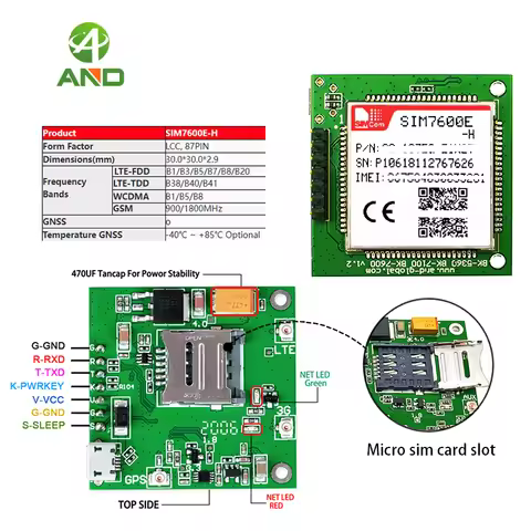 LTE CAT4 module board SIM7600E-H,4G LTE cat 4 breakout board,SIM7600E-H core board 1pc