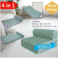 [HL] READY STOCK FOLDABLE SINGLE 6IN 4in1 Mattress Sofa Bed Queen/ Single Mattress Multi Purpose Sofa Tilam Lipat