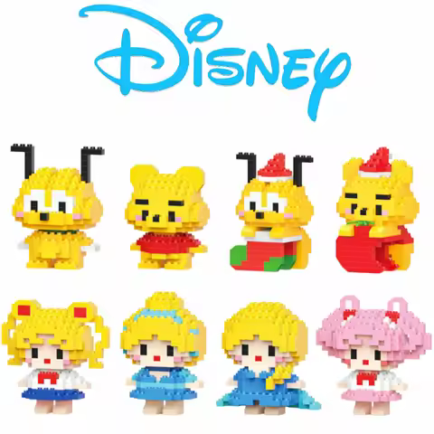 Disney Building Blocks Anime Figures Stitch LinaBell Princess Cartoon Figrues Bricks Children's Asse