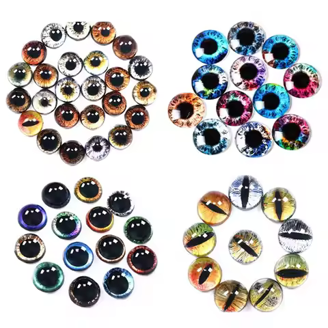 50PCS 8/10mm Plastic Glass Dolls Eyes DIY Crafts Eyeballs for Children Toys Dinosaur Animal Cat Eyes