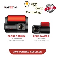 AKEEYO AKY-D10 4K FRONT + 2K REAR 2-CHANNEL DASH CAM SONY STARVIS SENSOR BUILT-IN GPS 64GB MEMORY