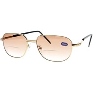 Bifocal Tinted UV400 Unisex Gold Reader Reading Glasses Sunglasses sun-reader