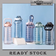 2L/3L/3.8L Large Capacity Transparent Water Bottle With Reminder Time Sport Water Bottle With Straw 