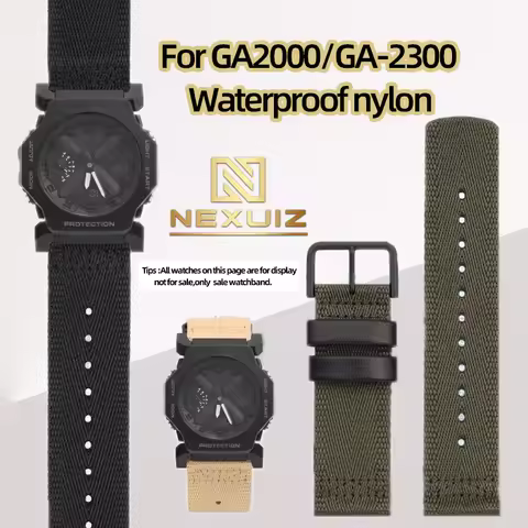 Black Armygreen Khaki Nylon Watch Strap For Casio G-SHOCK GA-2000/GA-2300 Canvas Watch Strap 24mm Me