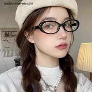 [Tech] Y2K Retro Oval Frame Anti-Blue Light Glasses Sweet Cool Girls Black Glasses Vintage Simple Wo
