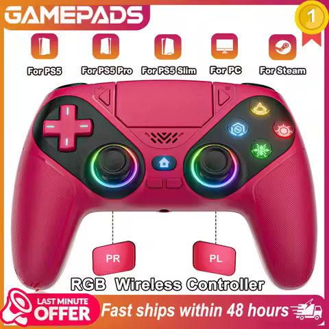 For PS5/ PS5 Slim Controller Control PS5 Gaming Controller RGB Programming, Dual Vibration Marco/Tur