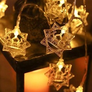 【QUT】-Islam Muslim Festival Moon Star Castle Lantern Ramadan Home Decoration EID Mubarak LED String 