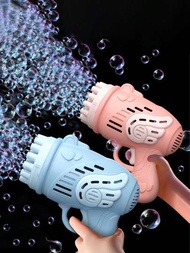 23孔電動泡泡機手提加特林自動泡泡槍便攜戶外派對玩具led燈風筒男孩和女孩新年/婚禮禮物（不含泡沫液和電池）