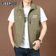 JEEP SPIRIT 1941 ESTD Mens Outdoor Photography Fishing Loose Quick Dry Vest Mens Fashion Casual Mult