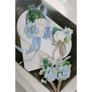 Boutonniere blue corsage corsage flower chest wedding suit biru