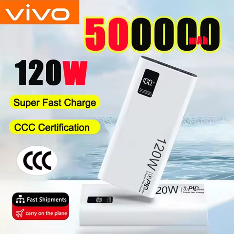 VIVO 500000mAh 120W Power Bank For Xiaomi Super Fast Charging Large Capacity Battery Charging Powerb