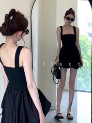 Pure Desirable Summer New Style Womens Strapless Slimming Waist Vest Dress French Hepburn Little Bla
