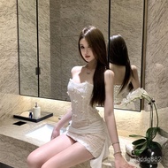 ✨Cool Summer✨52 Fashion Casual Suit New Style Hot Girl Slim-fit Fishbone Tube Top Lace Top+Hip Half 