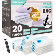 Jabykare 20 Pack Vacuum Storage Bags, Space Saver Bags (4 Jumbo/4 XLarge/4 Large/8 Medium) - Compres