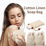 5Pc Cotton Linen Soap Bag Bath Foaming Net Natural Natural Plant Fiber Soap Bag Exfoliating Soap Sav