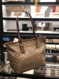 Coach Reversible Signature City Tote Khaki Saddle - ORIGINAL 100% Tote Bag Wanita Terbaru Tote Bag Branded Tas Tote Wanita Tas Tote Bag Cantik Murah Original Ori Authentic Preloved