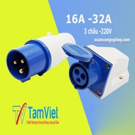 Socket + 3-Pin Fixed 3-Pin Industrial Plug 16A -220V, 3-Pin Fixed 32A-220V- Miss Tam Viet Power Plug