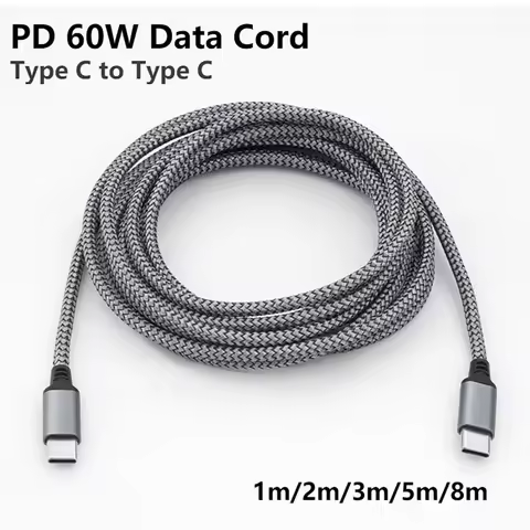 60W Type C To Type C 1M/2M/3M/5M/8M Cable PD Fast Charger Data Cable Extension Cable Type C Data Lin