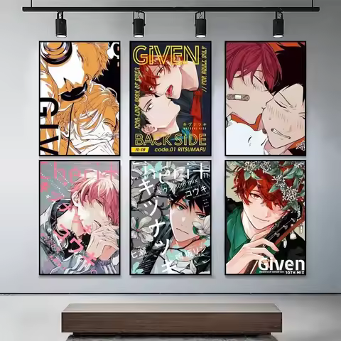 Given Anime BL Mafuyu p Poster Prints Painting Living Room Office Decoration Bedroom Home Wall Stick
