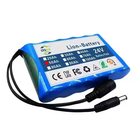 6S1P Battery Pack 50000mah Rechargeable Lithium Ion 24V Battery 50Ah Capacity for CCTV Camera Monito