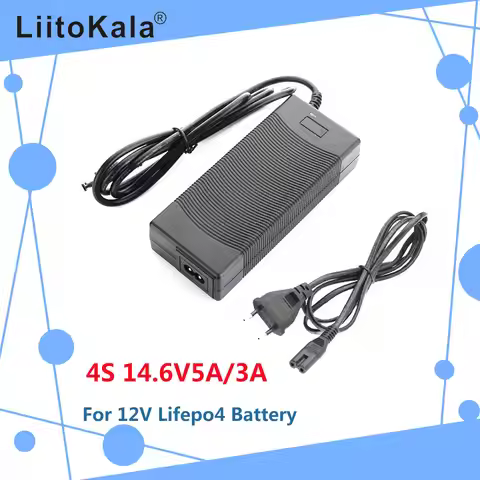 LiitoKala 12V 14.6V 5A Charger 4S 14.4V 3A LiFePO4 Battery 14.4V LiFePO4 Battery Charger Input 100-2