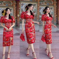 M82เดรสกี่เพ้าผ้าทอลาย ผ้าเนื้อนุ่มใส่สบายขึ้นทรง สวยดูดีน่ารักฝุดๆ