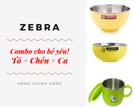 Combo Tô Chén Ca Inox 2 Lớp Cho Bé - Zebra 124002+135202+112540