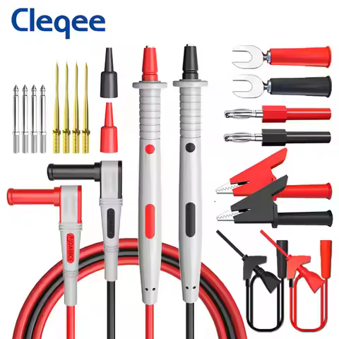 Cleqee P1503D 20PCS 4MM Banana Plug Test Leads Kits with Test Hook Alligator Clip Replaceable Needle