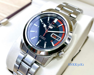 SEIKO 5 Automatic รุ่น SNKK31K1 นาฬิกาข้อมือผู้ชาย สายแสตนเลสสีเงิน หน้าปัด สีดำ แดง - ของแท้ 100% รับประกันสินค้า 1ปีเต็ม